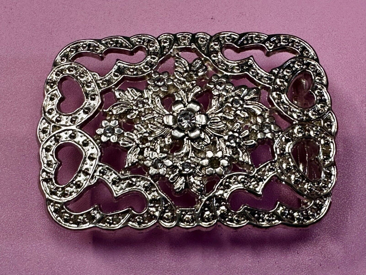 Victorian Style Flower Heart See-Through Ladies Belt Buckle Missing Rhinestone's