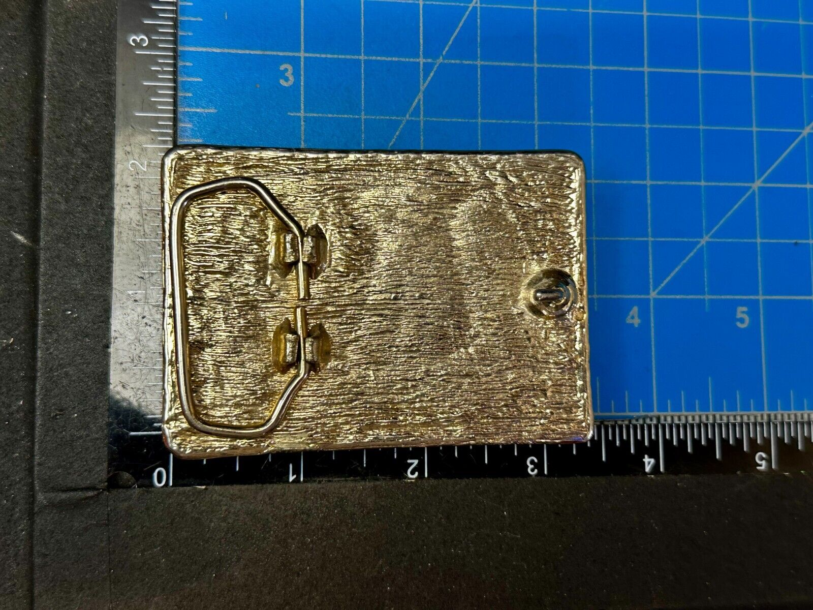 White Fiddler Crab Encased in Clear Enamel Vintage Gold tone Belt Buckle