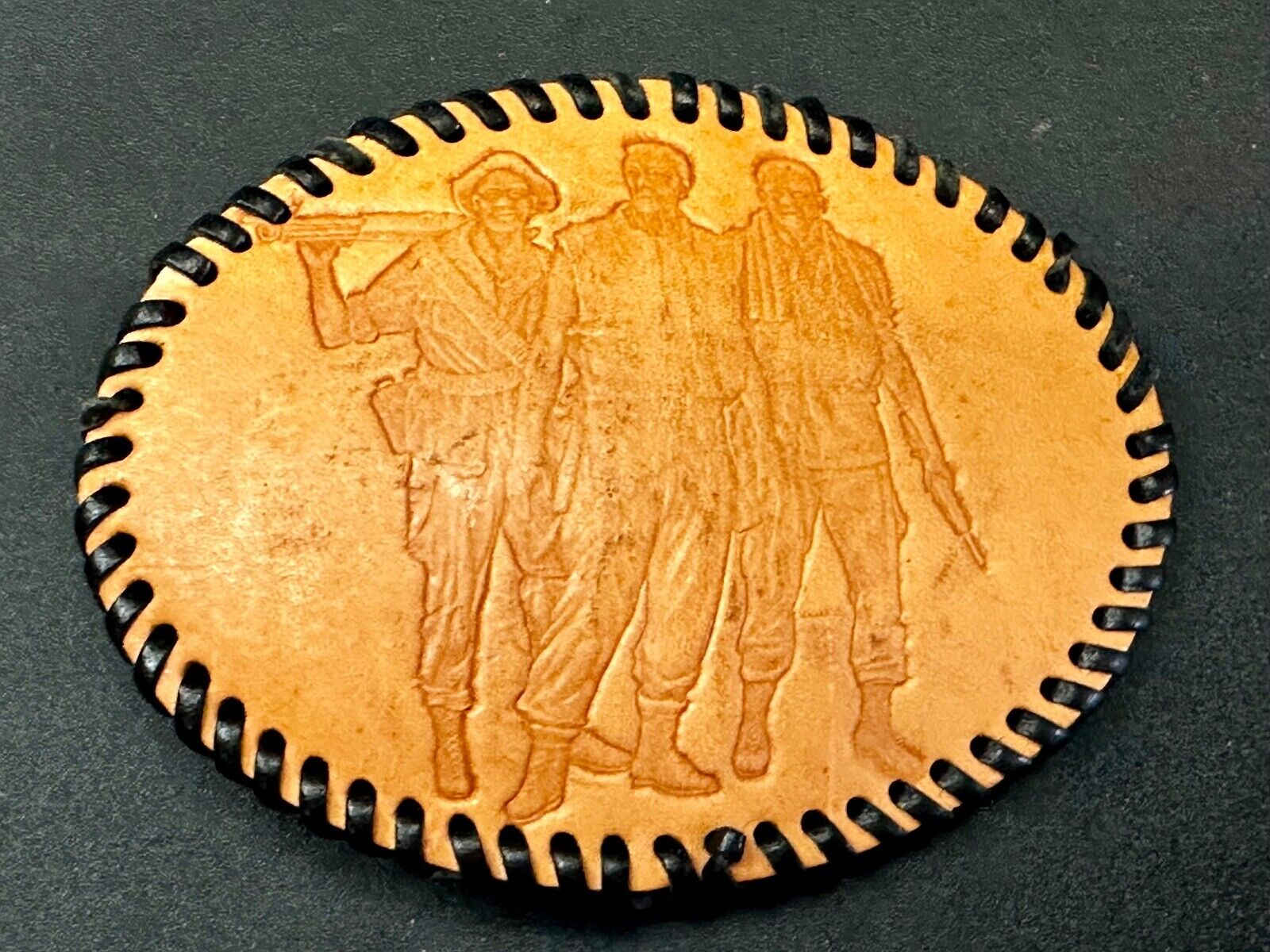 Three Soldiers Statue Vietnam War Memorial Leather Washington DC Belt Buckle