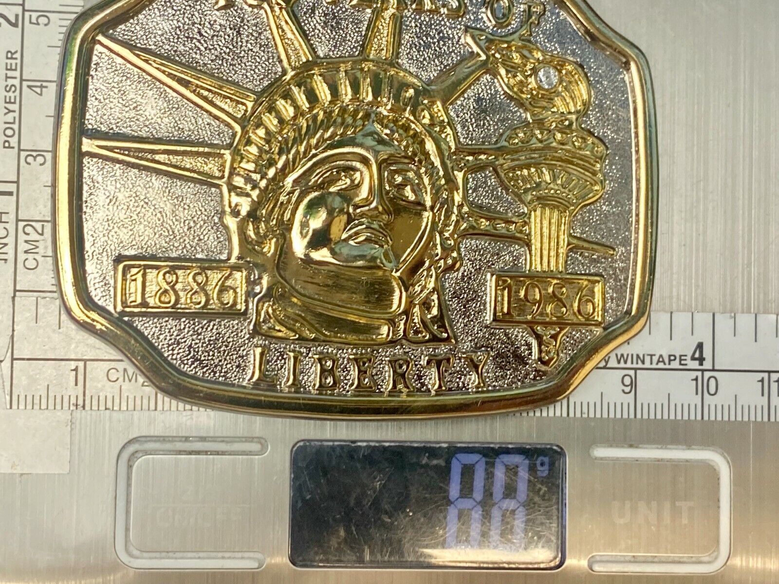 1886-1986 100 Years Of Liberty Statue Of Liberty Patriotic Belt Buckle