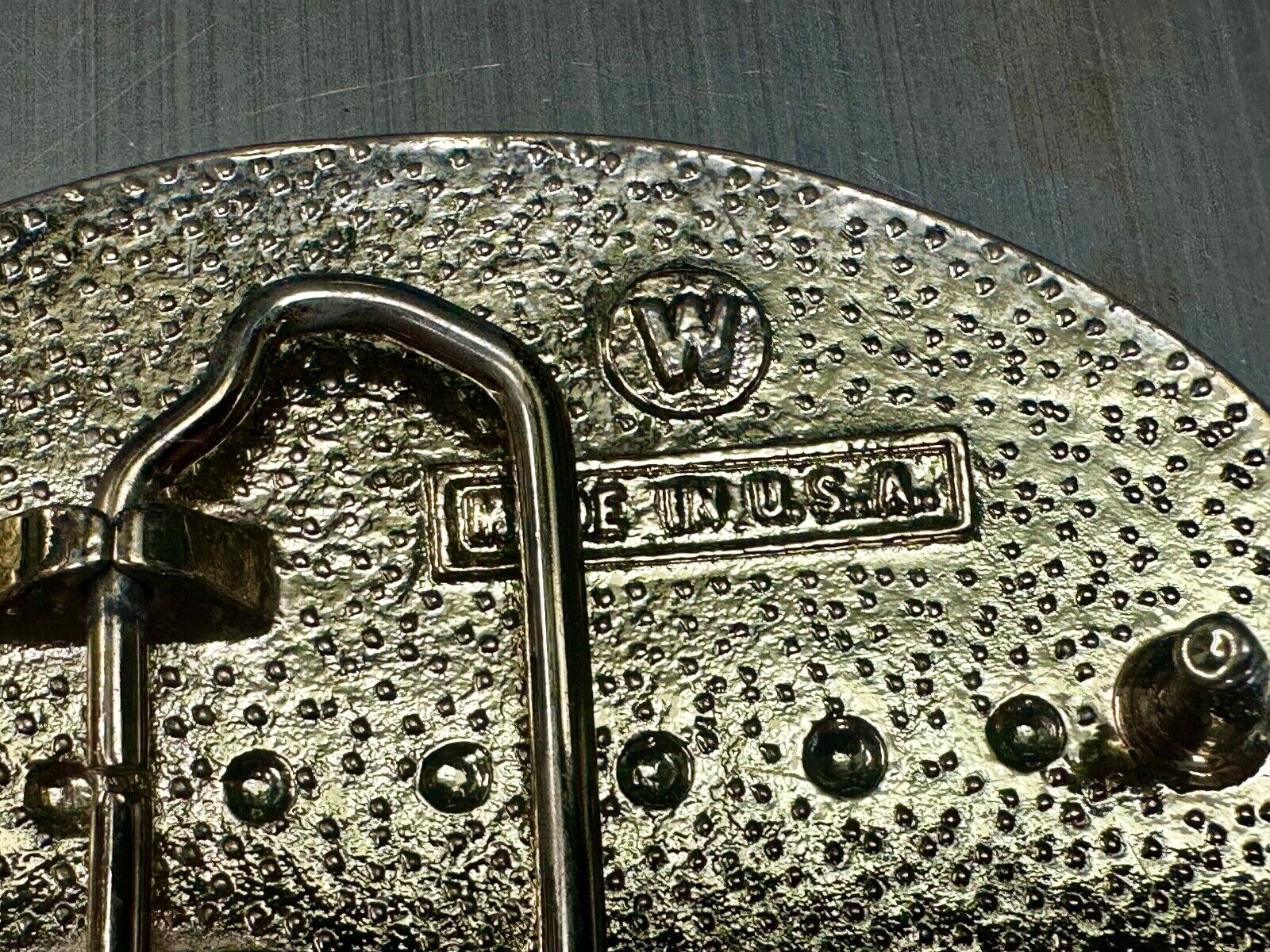 American Eagle Landing on limb perch - Vintage western oval belt buckle marked W