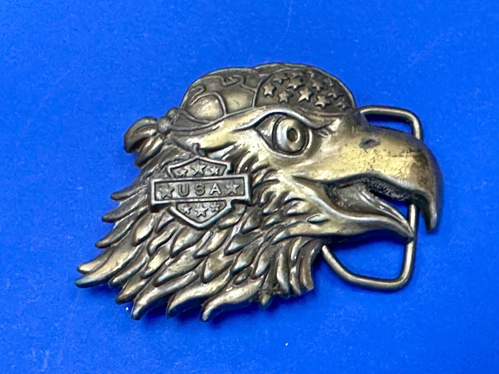 Bikers Eagle USA Motorcycle Rider figural cutout Head beak bandana belt buckle