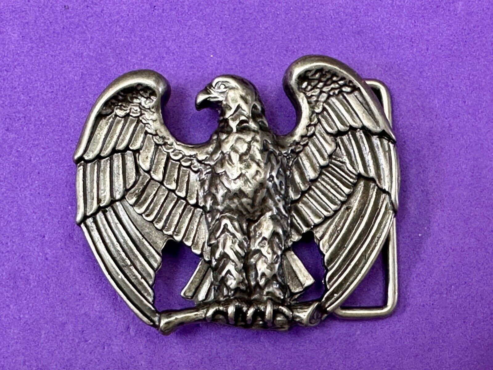 1970s CUT-OUT **BALD EAGLE ON BRANCH** PEWTERTONE PATRIOTIC BELT BUCKLE