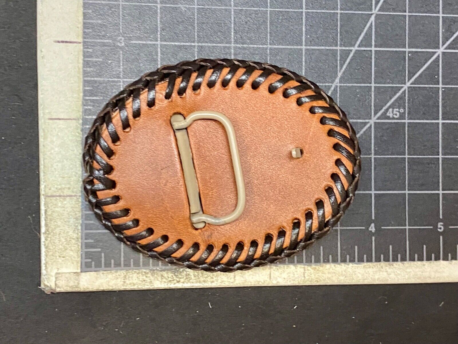 Vintage Baseball Brown Leather Hand Stitched Oval Belt Buckle - Ultimate Fan