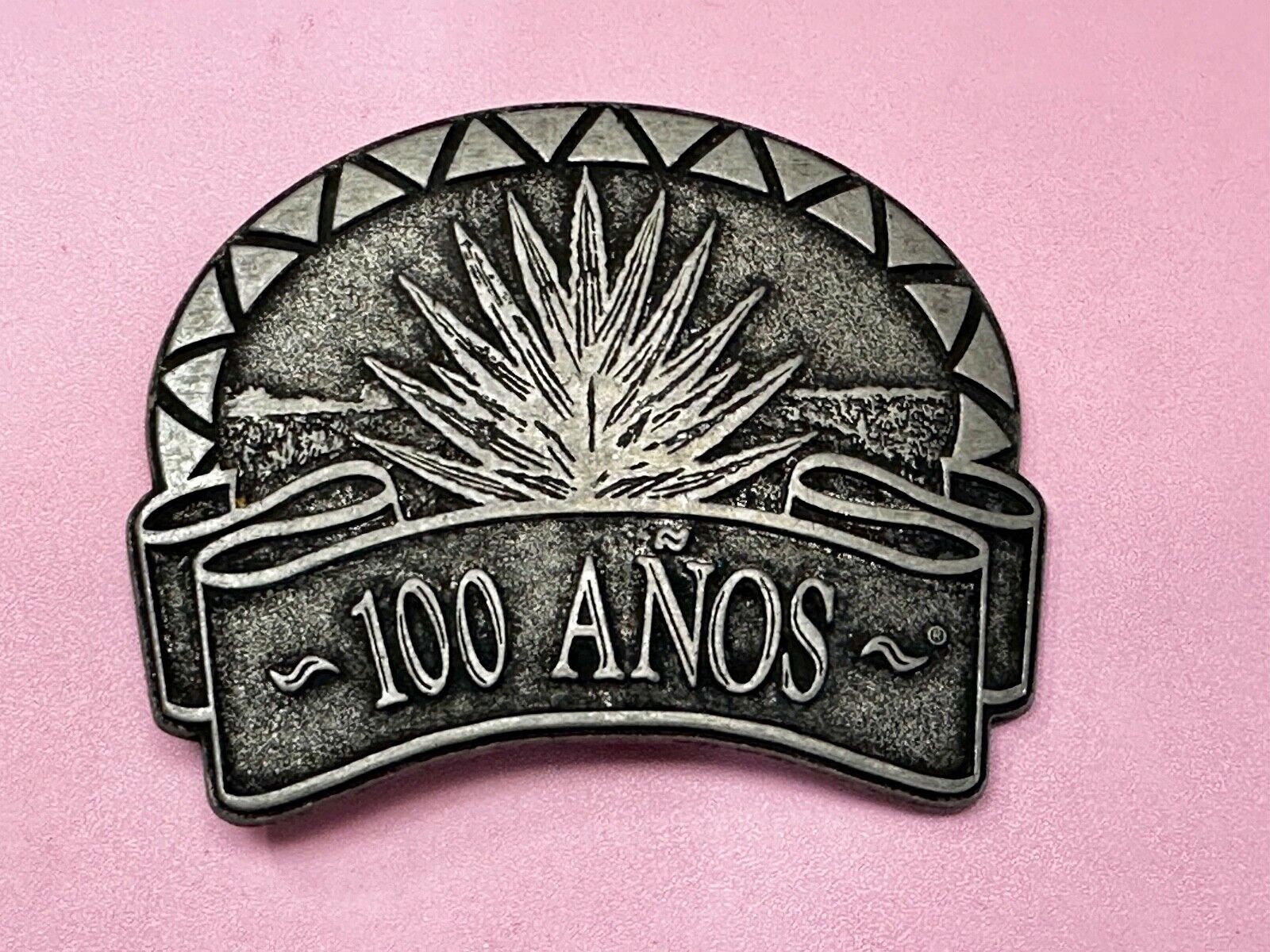 100 Anos (Years)  Tequila Belt Buckle Southwestern Design Advertising Promo