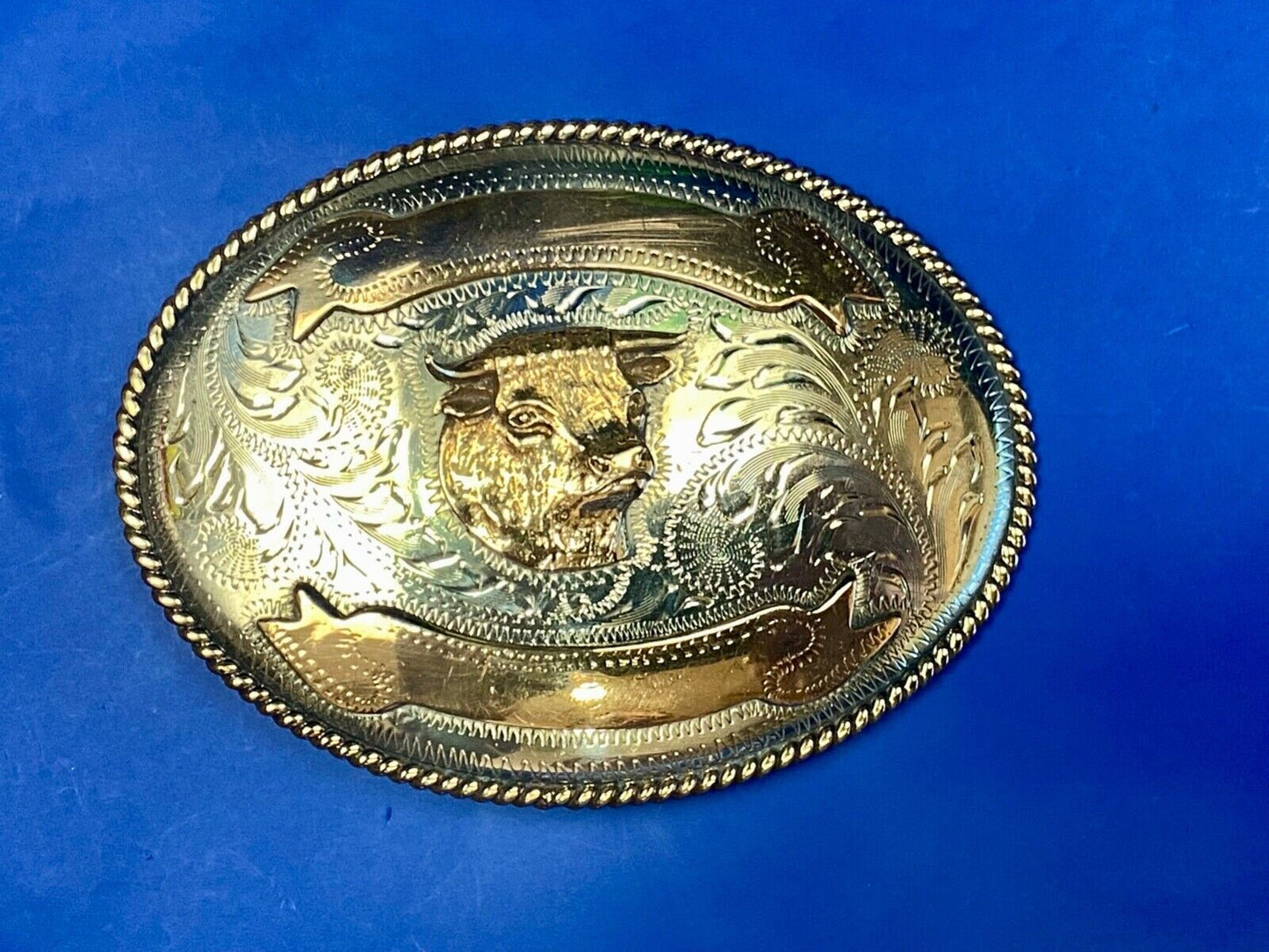 Unique Cow Steer Head Cow Trophy Award Stamped Alpaca Mexico W/ Blank Scroll
