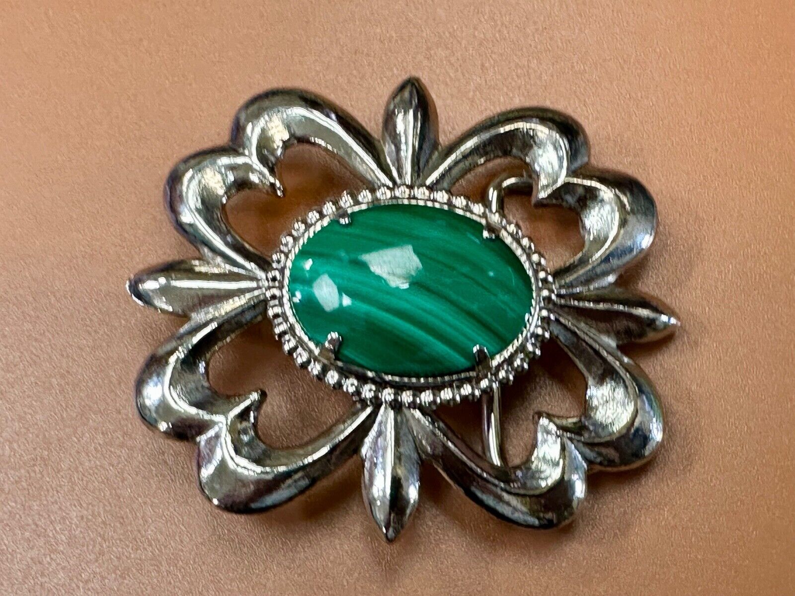 Beautiful Green Malachite Native American Navajo style Cabochon Cab belt buckle
