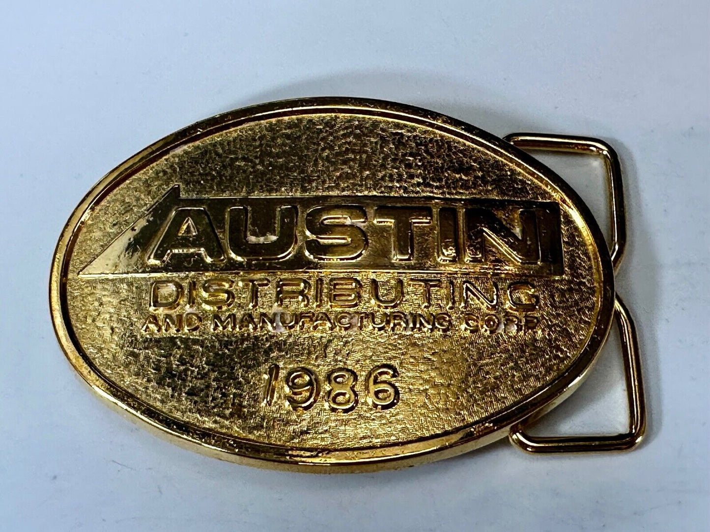 Austin Distributing and Manufacturing Corp VTG 1986 Advertisement RJ Belt Buckle