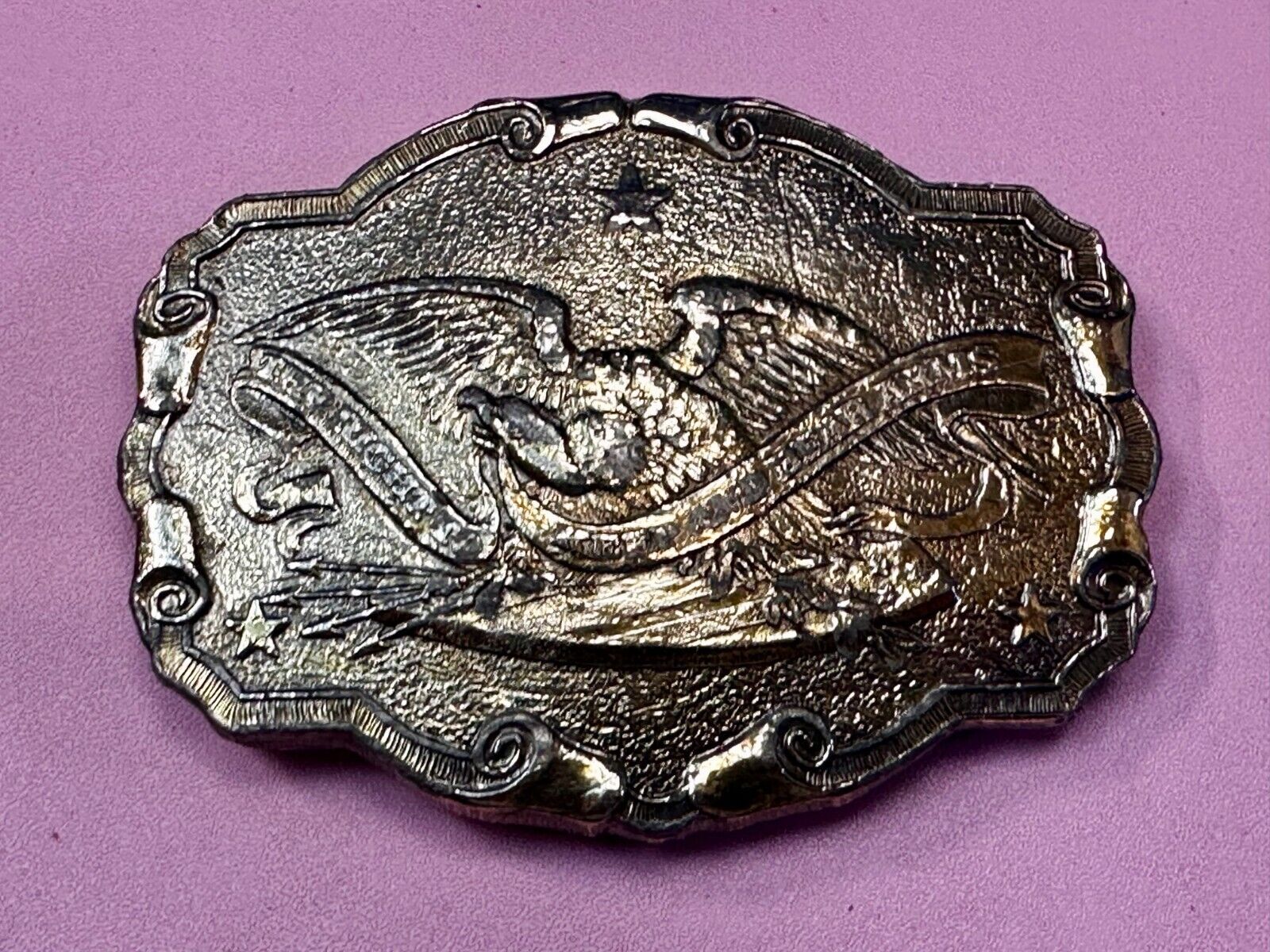 The Right To Keep and Bear Arms 2nd Amendment Vintage 1975 Belt Buckle - Wyoming