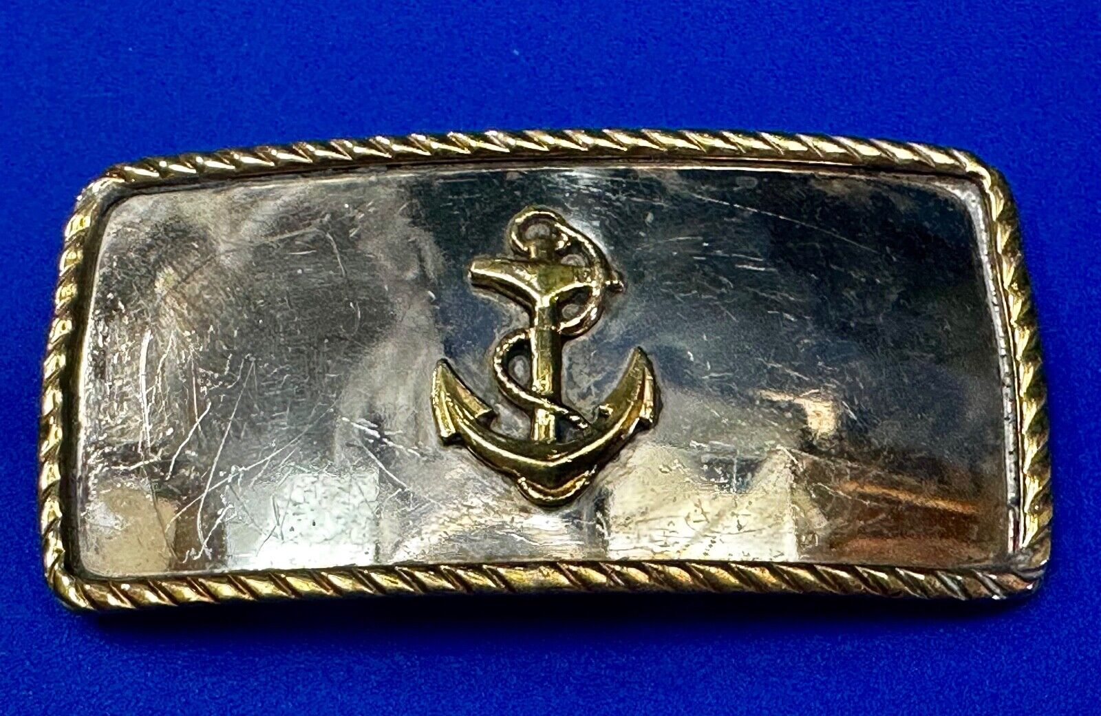 Vintage boat Anchor - Reflective two tone belt slide clip buckle