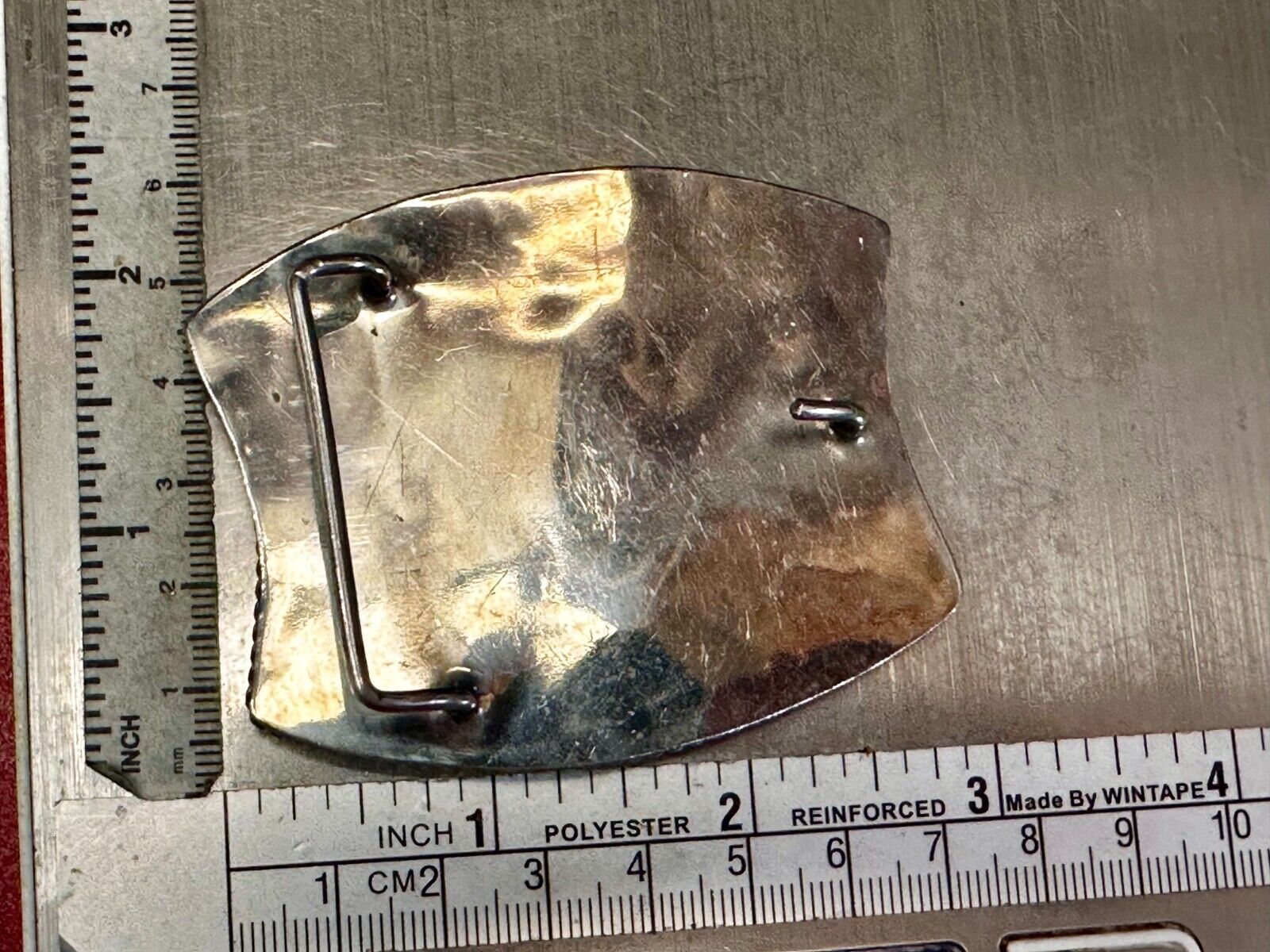 Antique Etched Bronco Mother of Pearl Inlay Artisan Silver? Belt Buckle