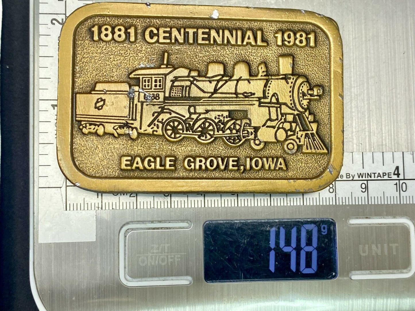 1881 Centennial 1991 Train Eagle Grove Iowa Belt Buckle By Hitline