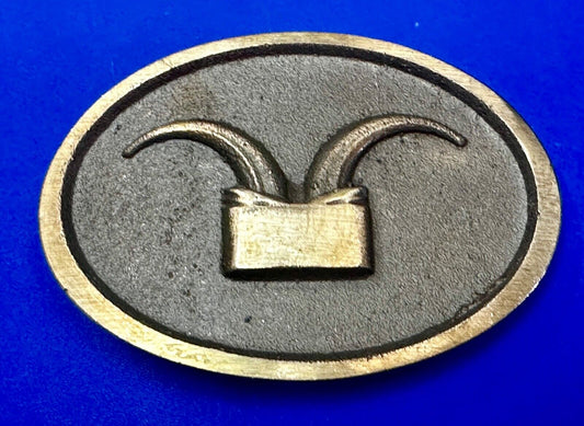 Abstract Ram Horn Ranch Symbol Vintage Western Oval Belt Buckle