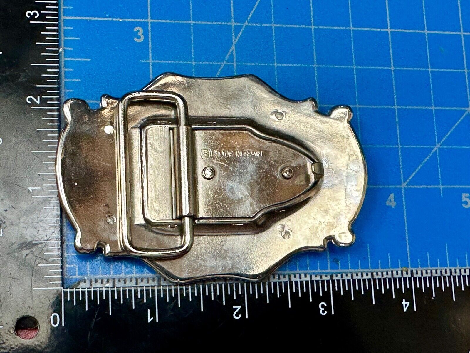 Vintage Brown leather flower pattern belt buckle made in Spain