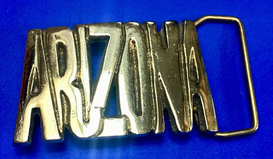 Arizona - The Great State or NAME solid brass Block Letter belt buckle