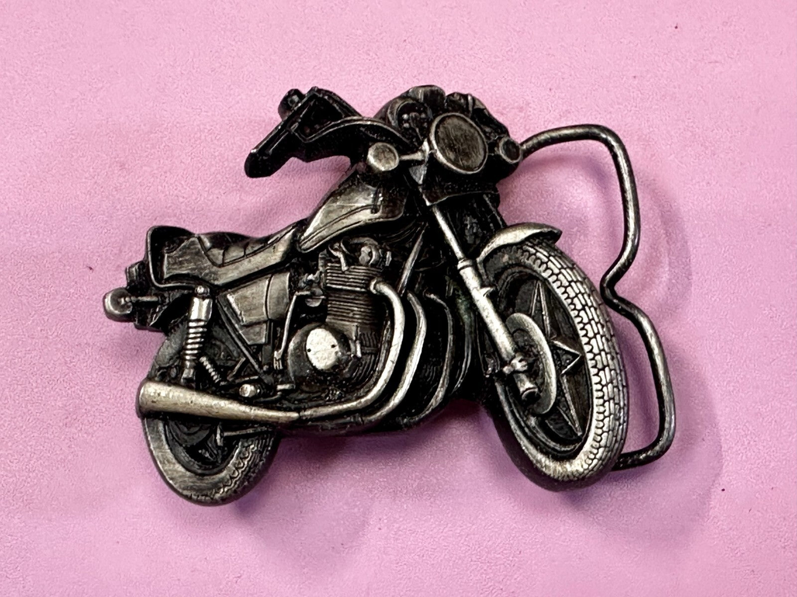 Vintage Chopper Motorcycle Bike Cutout  1979 Biker Rider Bergamot Belt Buckle