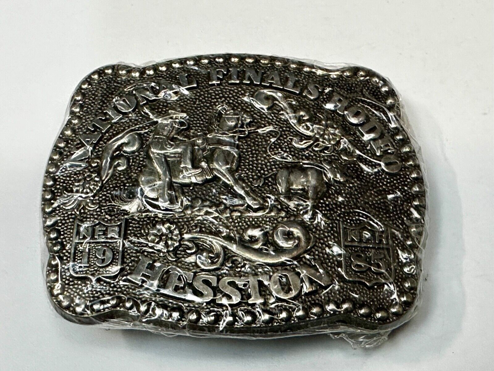 1985 NFR National Finals Rodeo  NOS Youth Size Hesston Belt Buckle