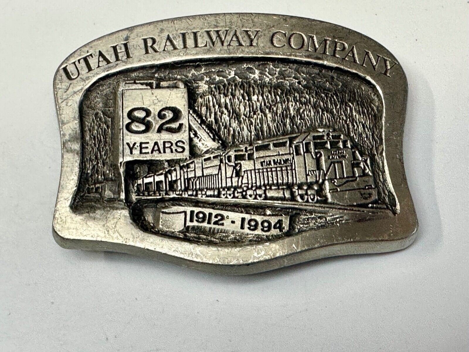 Utah Railway Co Vtg Train Railroad 82 Years - Gary Prazen Sculpture Belt Buckle