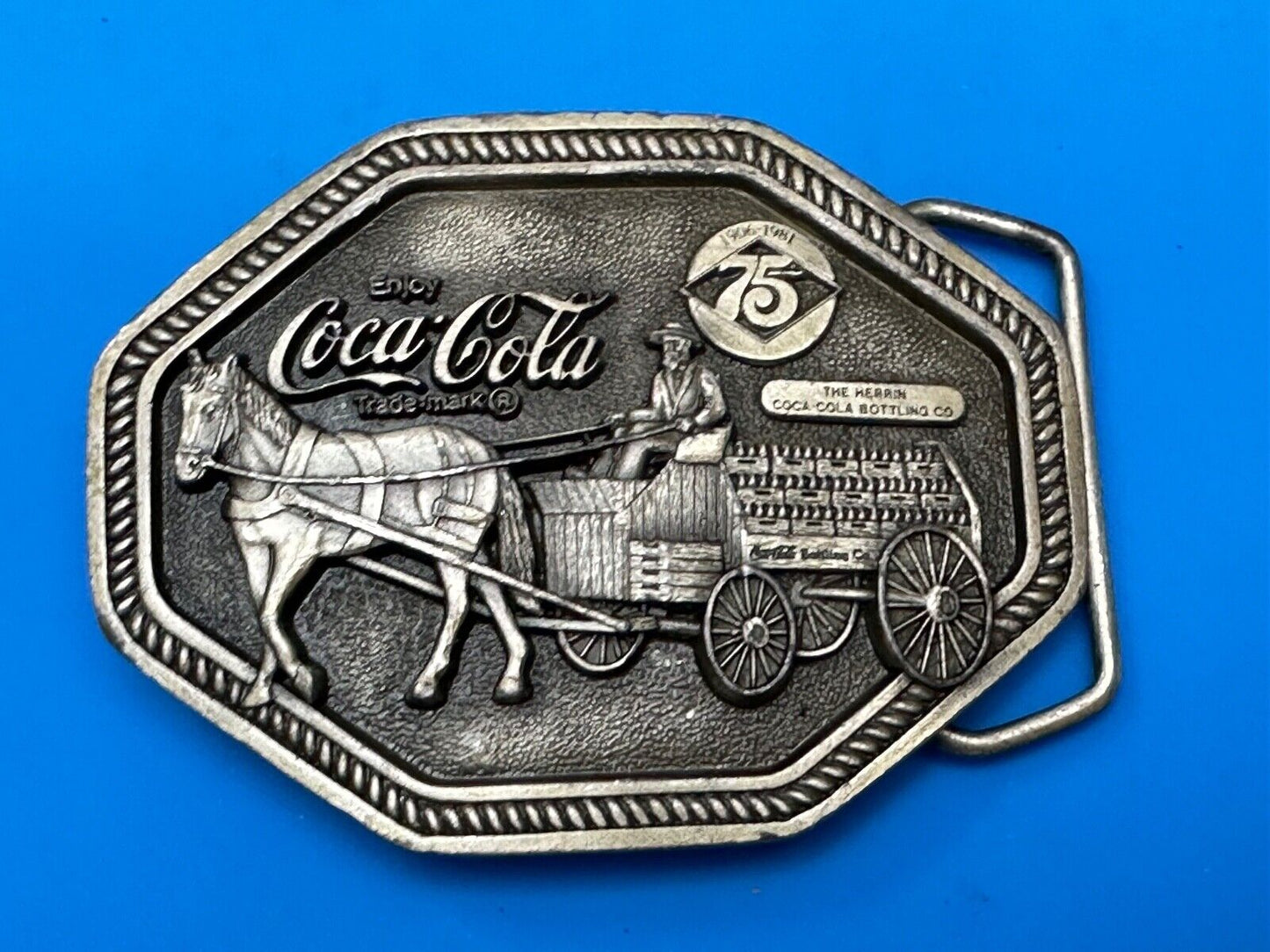 Vintage 1980 Coke a cola Belt Buckle Markatron Inc