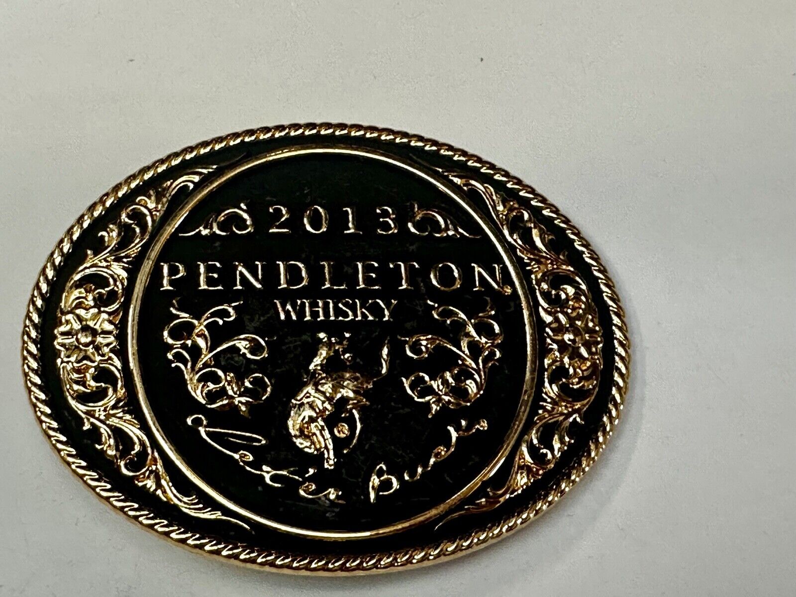 2012 Pendleton Whisky Let'er Buck Montana Silversmith Rodeo Cowboys Belt Buckle