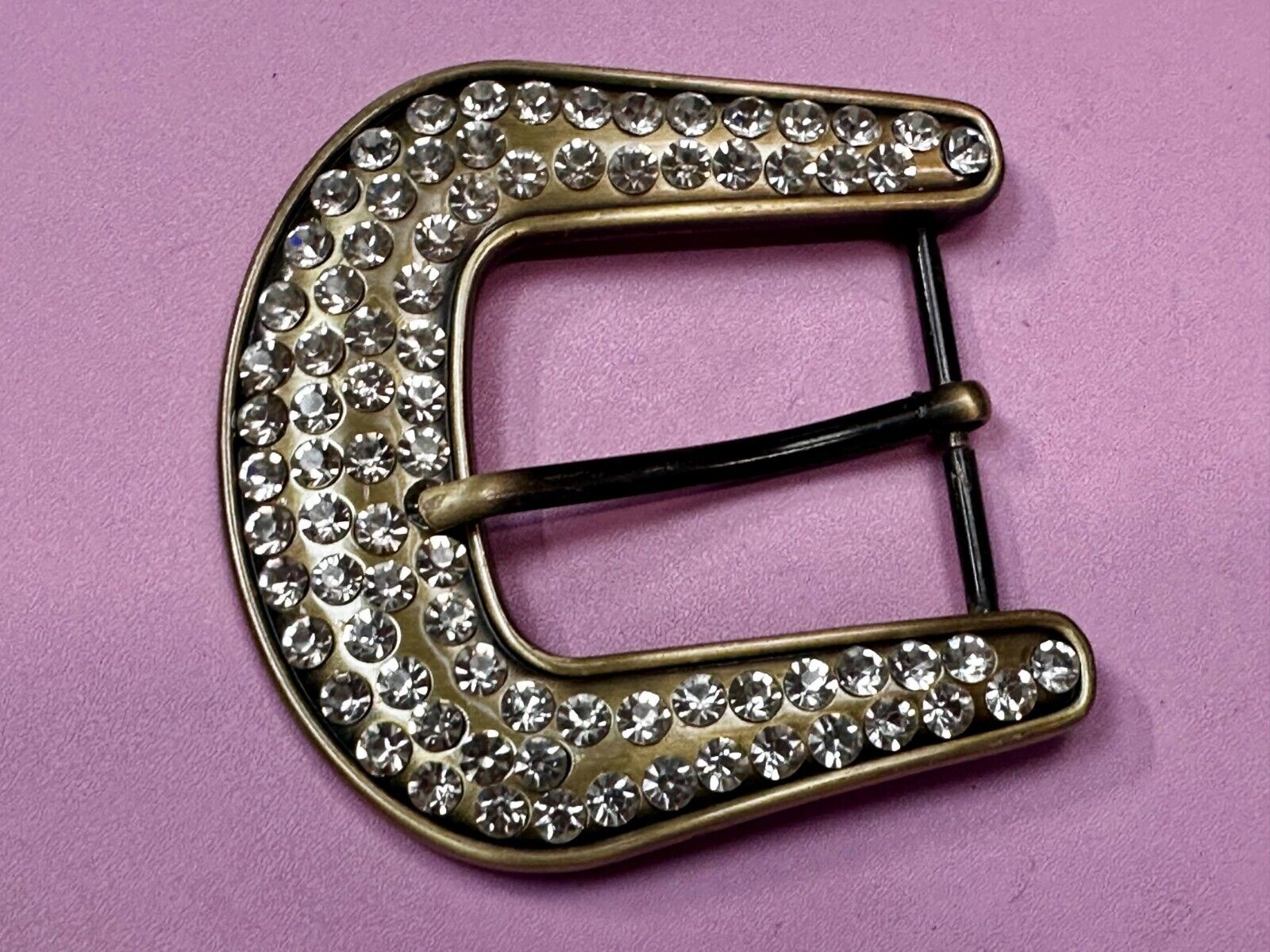 5 Lot Large Rhinestone Covered Ranger Style Gold Color NOS Western Belt Buckle