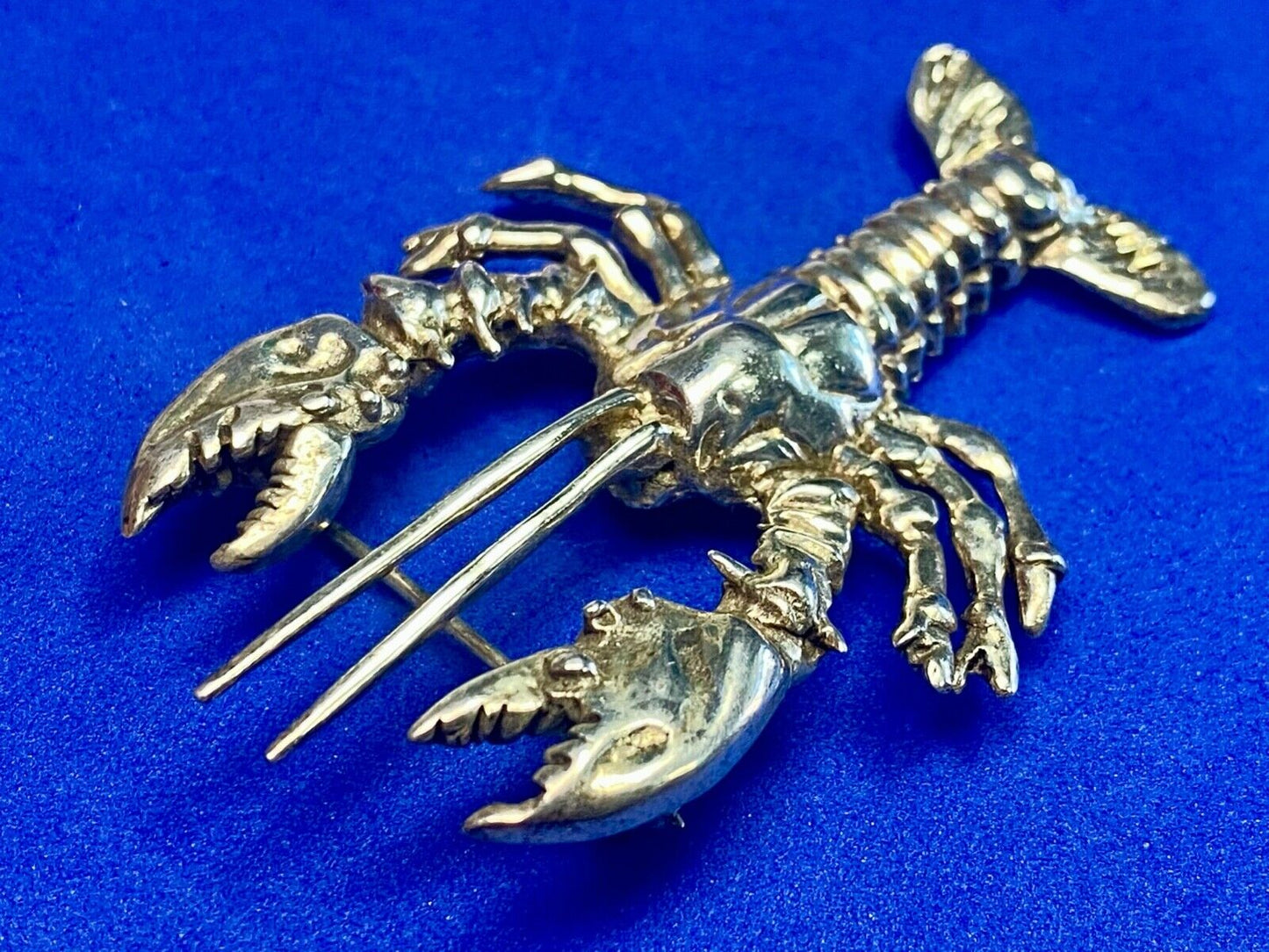 Vintage Lobster 925 Sterling Silver Brooch Pin Mexico Crawfish Cray Crustacean