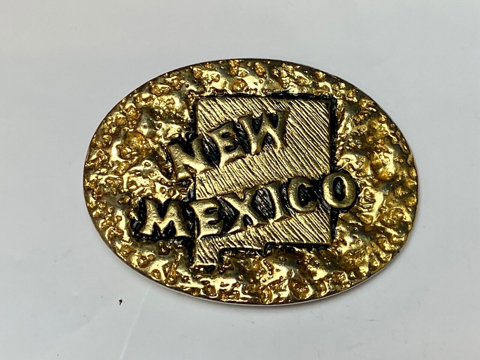 The Great State Of New Mexico Gold Tone Chunky Vintage Belt Buckle