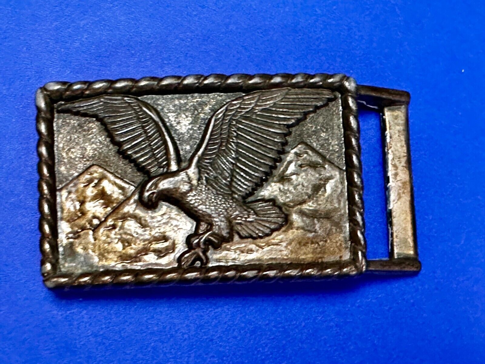 American Bald Eagle flying over majestic USA mountains Vintage Belt Buckle