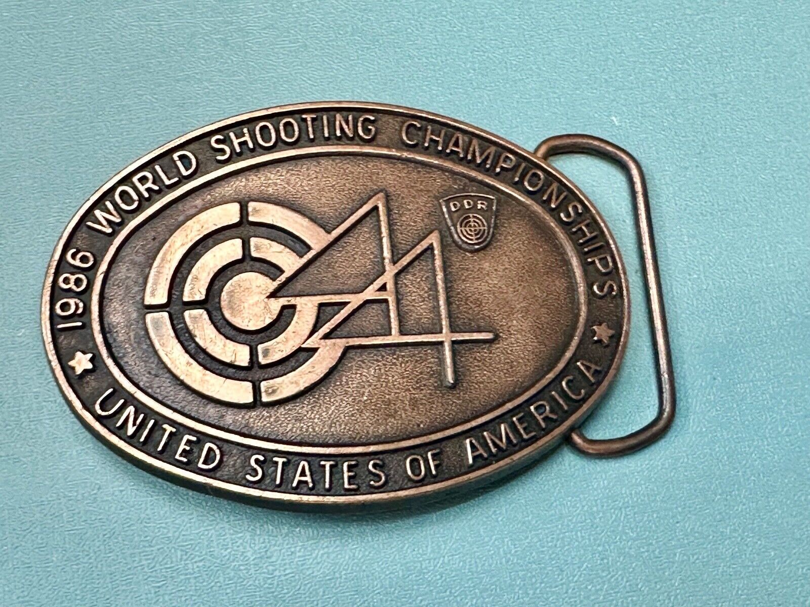1986 Shooting TeamUSA World Shooting Championships Vintage belt buckle