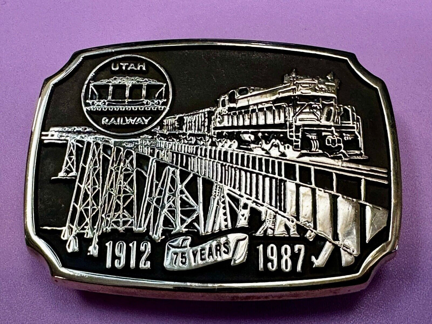 Utah Railway Train Rail Road 75 year Celebration 1897 Anacortes Belt Buckle