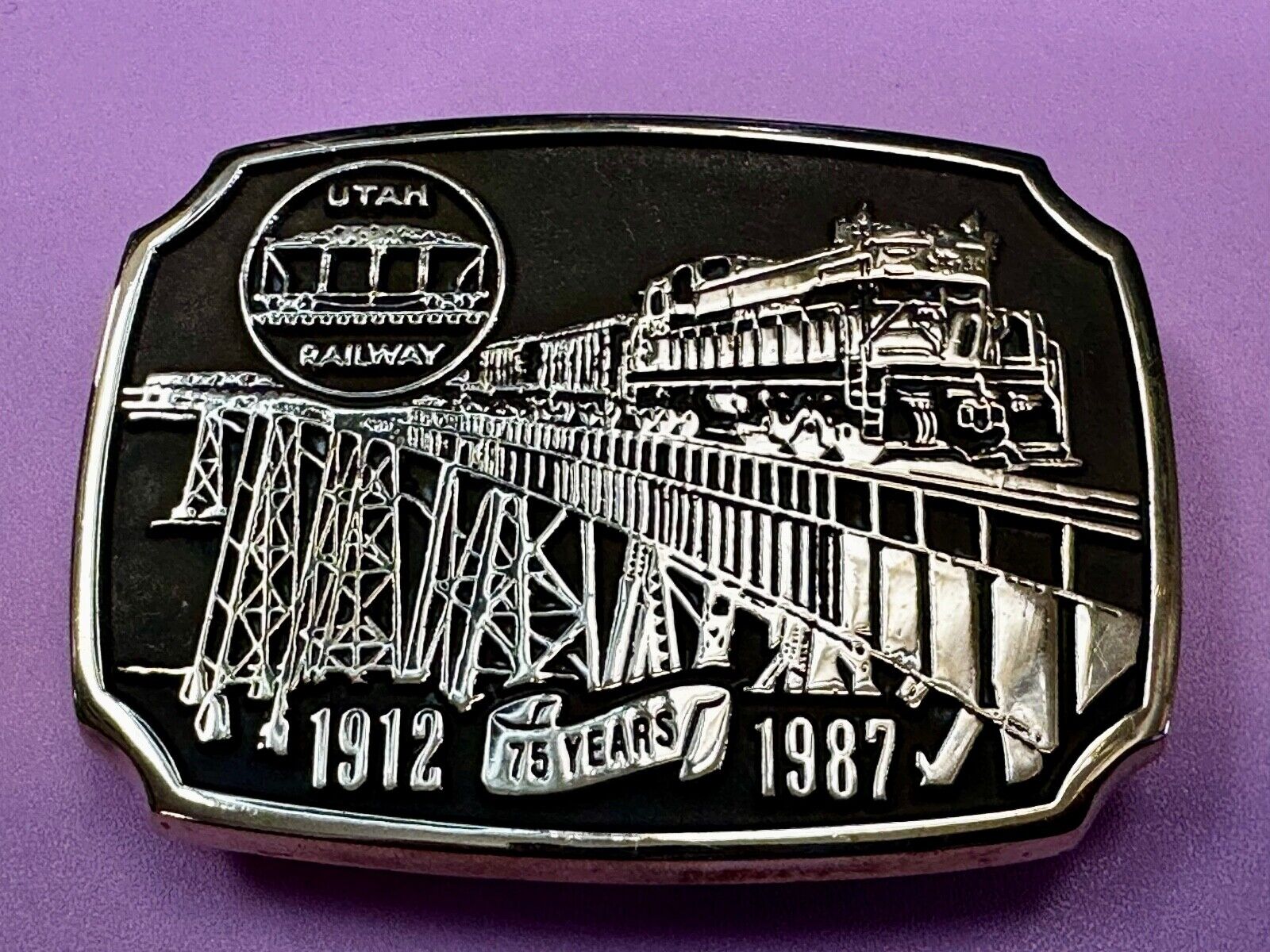 Utah Railway Train Rail Road 75 year Celebration 1897 Anacortes Belt Buckle
