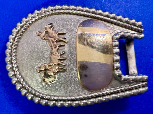 Vintage Cattle Drive Cowboy Horse Back Riding Trailing Pack Mule Belt Buckle