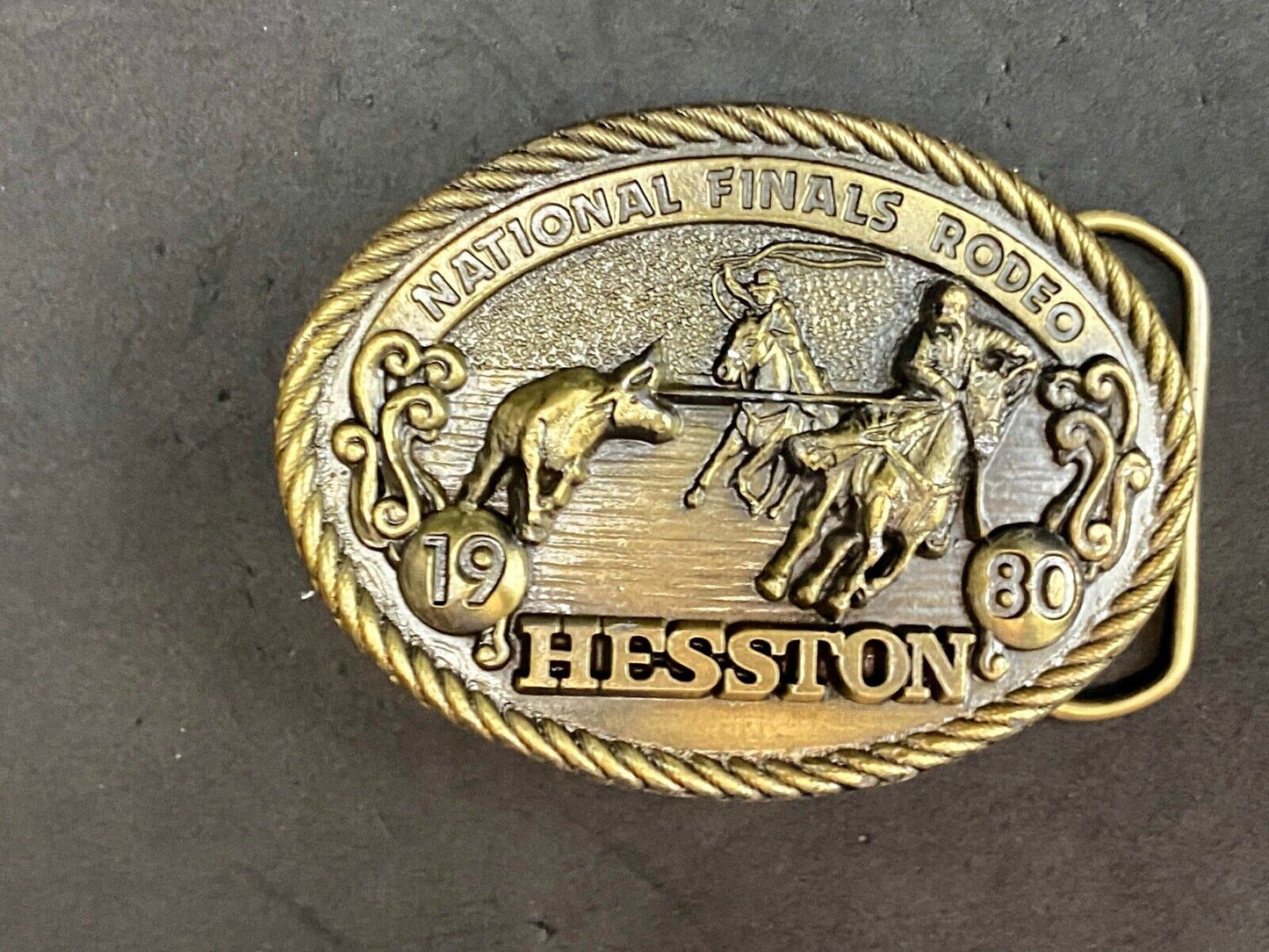 1980 NFR National Finals Rodeo Hesston Adult Cowboy Buckle, Sixth Edition 