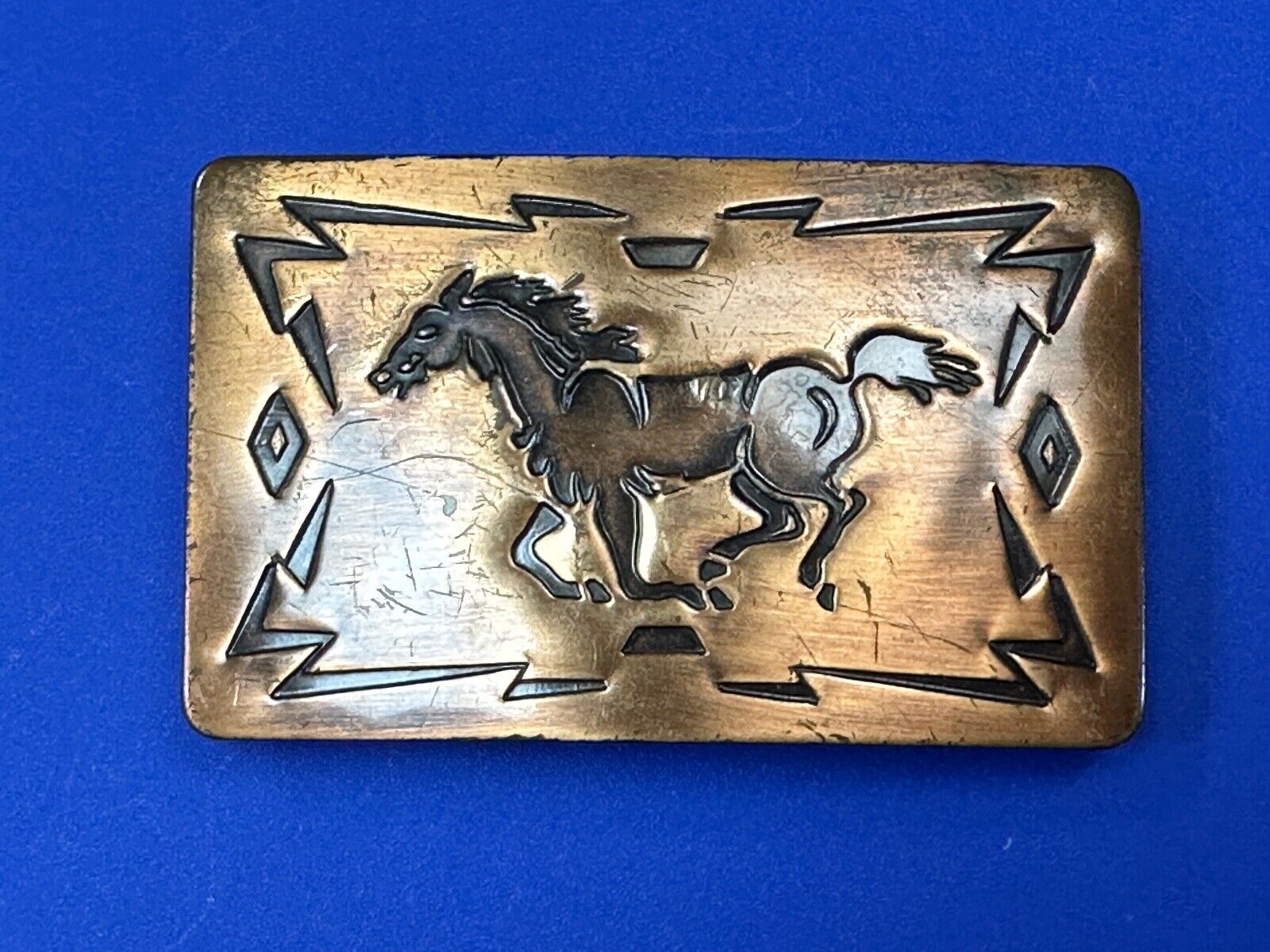 Vintage Chambers Copper Horse Belt Buckle Made in U.S.A.￼ Rare see pictures!