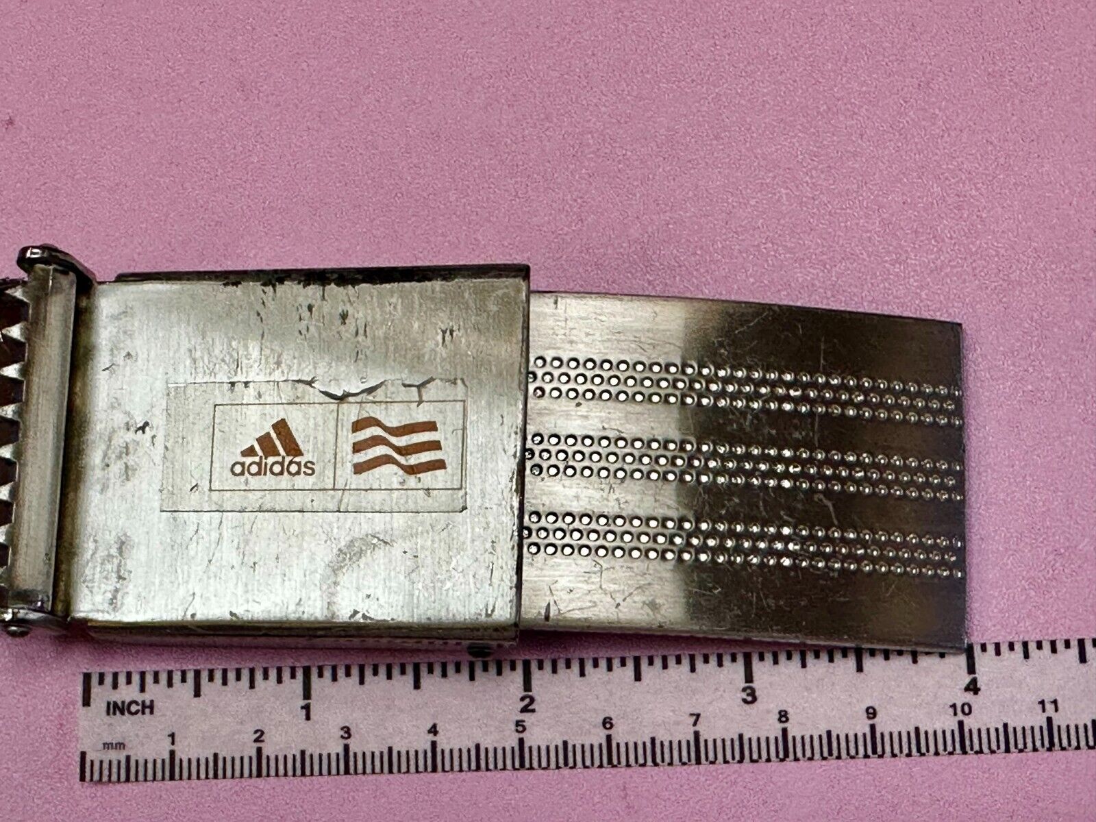 Adidas Golf Stripe Pattern Silver Tone Replacement Dress Style Vtg. Belt Buckle