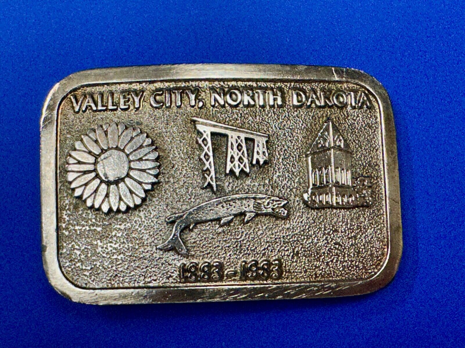 Vintage 1983 Valley City City State Commemorative North Dakota belt buckle