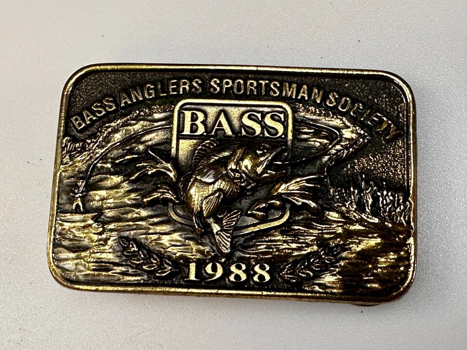 1988 Bass Anglers Sportsman Society Club Great American Belt Buckle