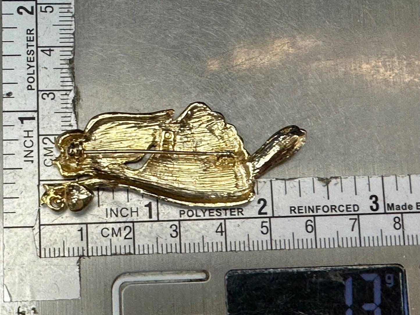 AAI vintage two tone rhinestone accented Holliday angel brooch pin