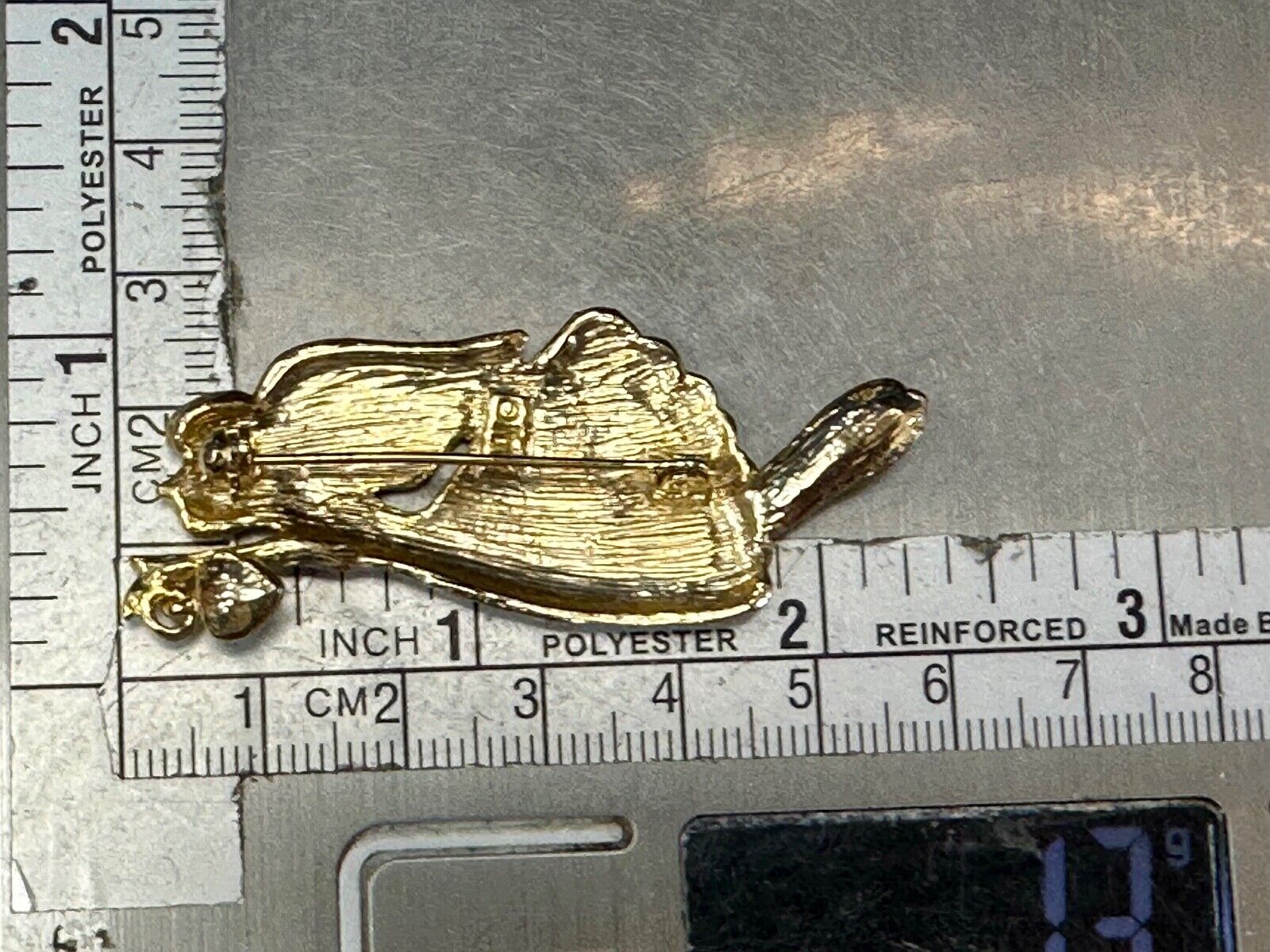 AAI vintage two tone rhinestone accented Holliday angel brooch pin