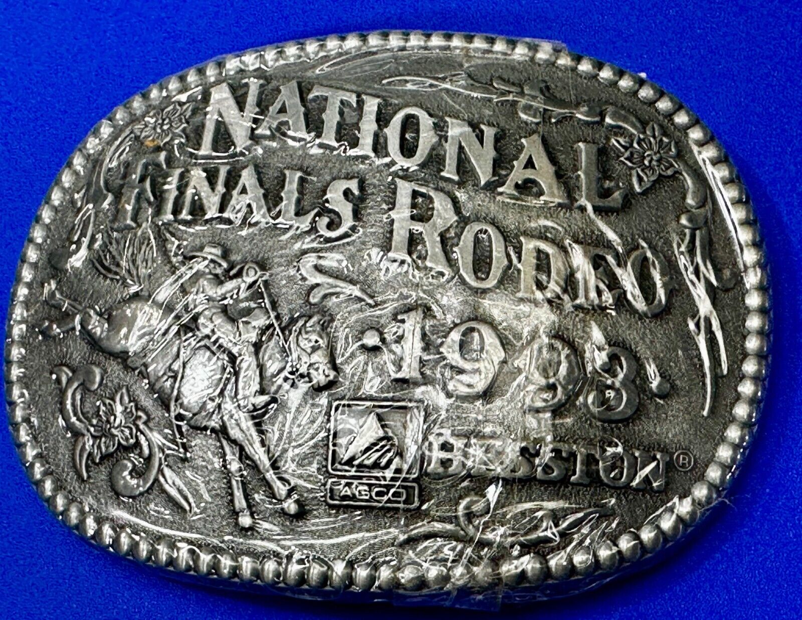 1993 Hesston National Finals Rodeo NFR Cowboys NOS Adult Size Belt Buckle