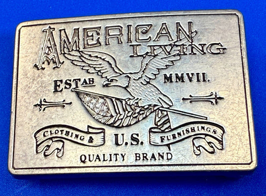 American Living Clothing & Furnishing U.S Quality Brand Promo Belt Buckle