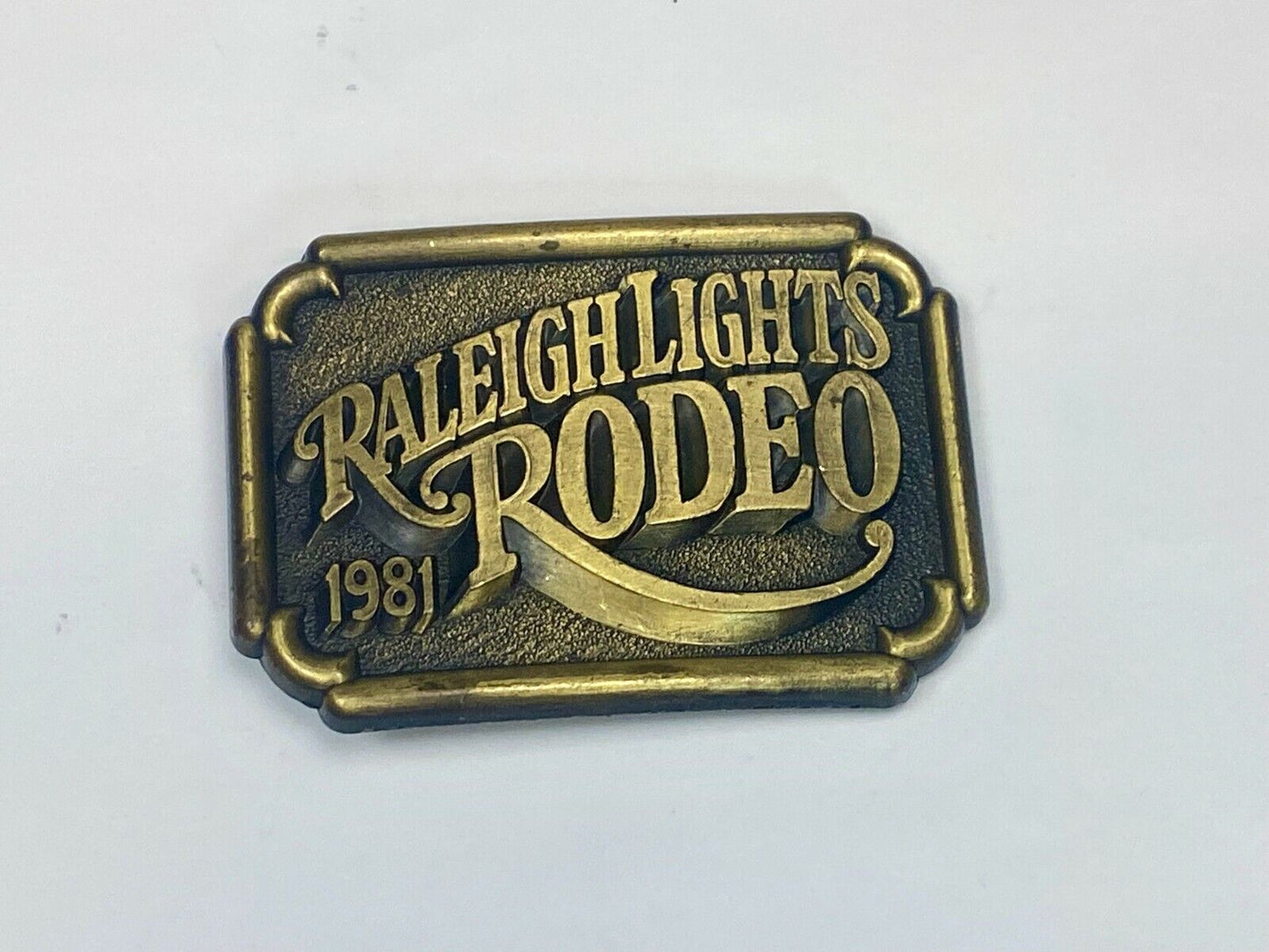 Vintage 1981 Raleigh Lights Rodeo Tobacco Company Advertising Belt Buckle