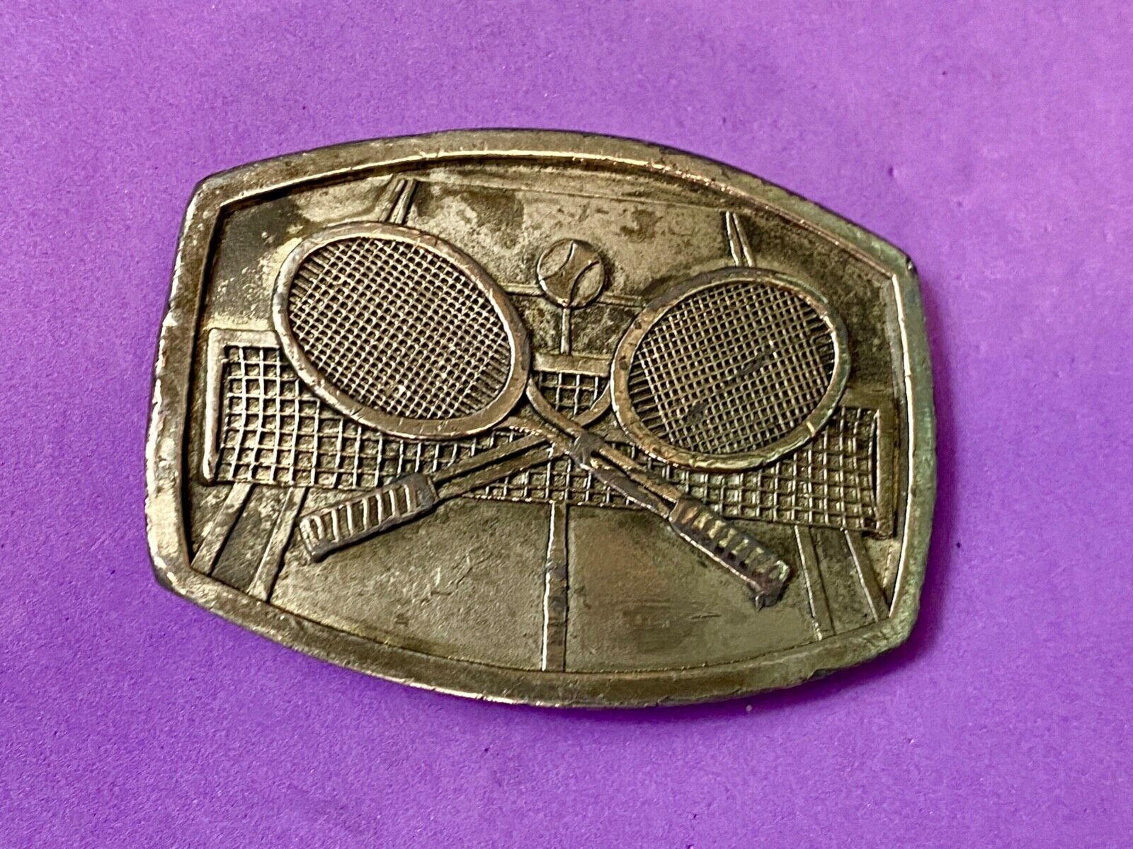 Tennis game match commemorative Indiana Metal Craft belt buckle racquet & ball
