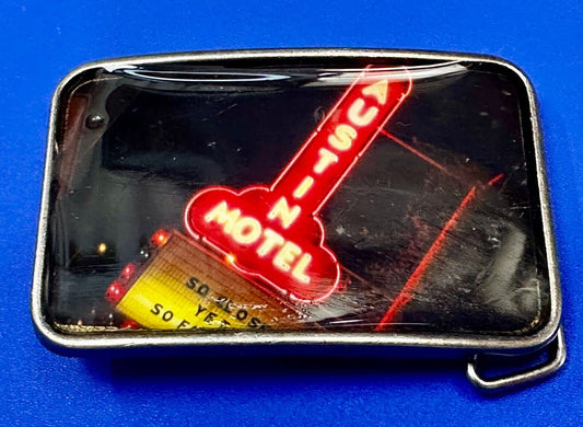 Austin Texas Hotel Sign in Neon Lights Vintage picture Belt Buckle