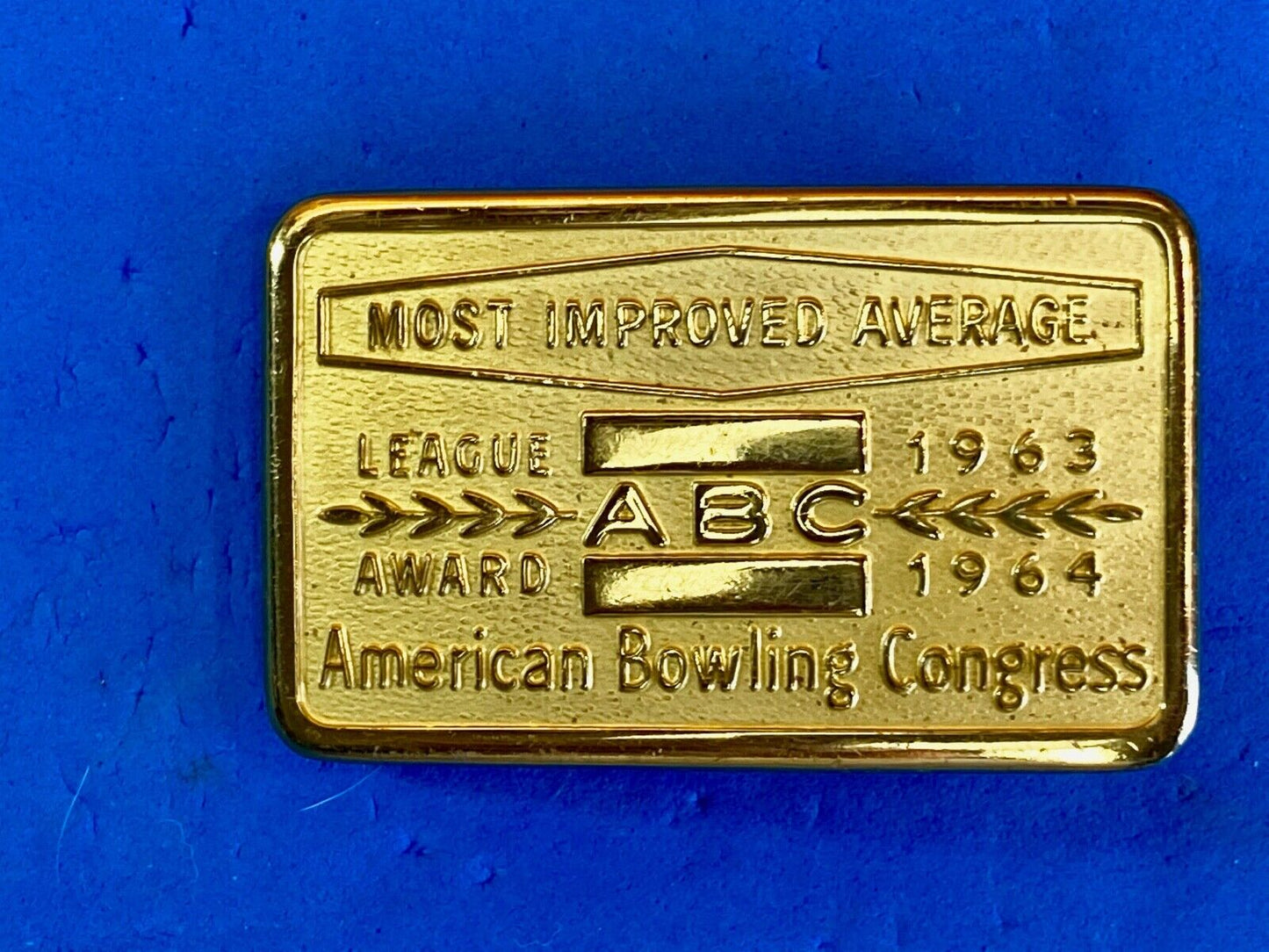 1963, 64 American Bowling Congress Most Improved Average Award Belt Buckle