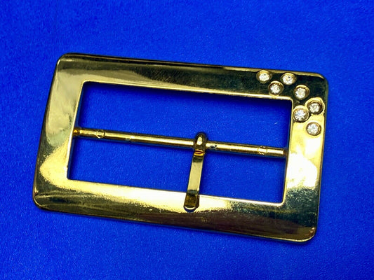 Vintage gold color Eurometal Italla stone? accented rectangular belt buckle