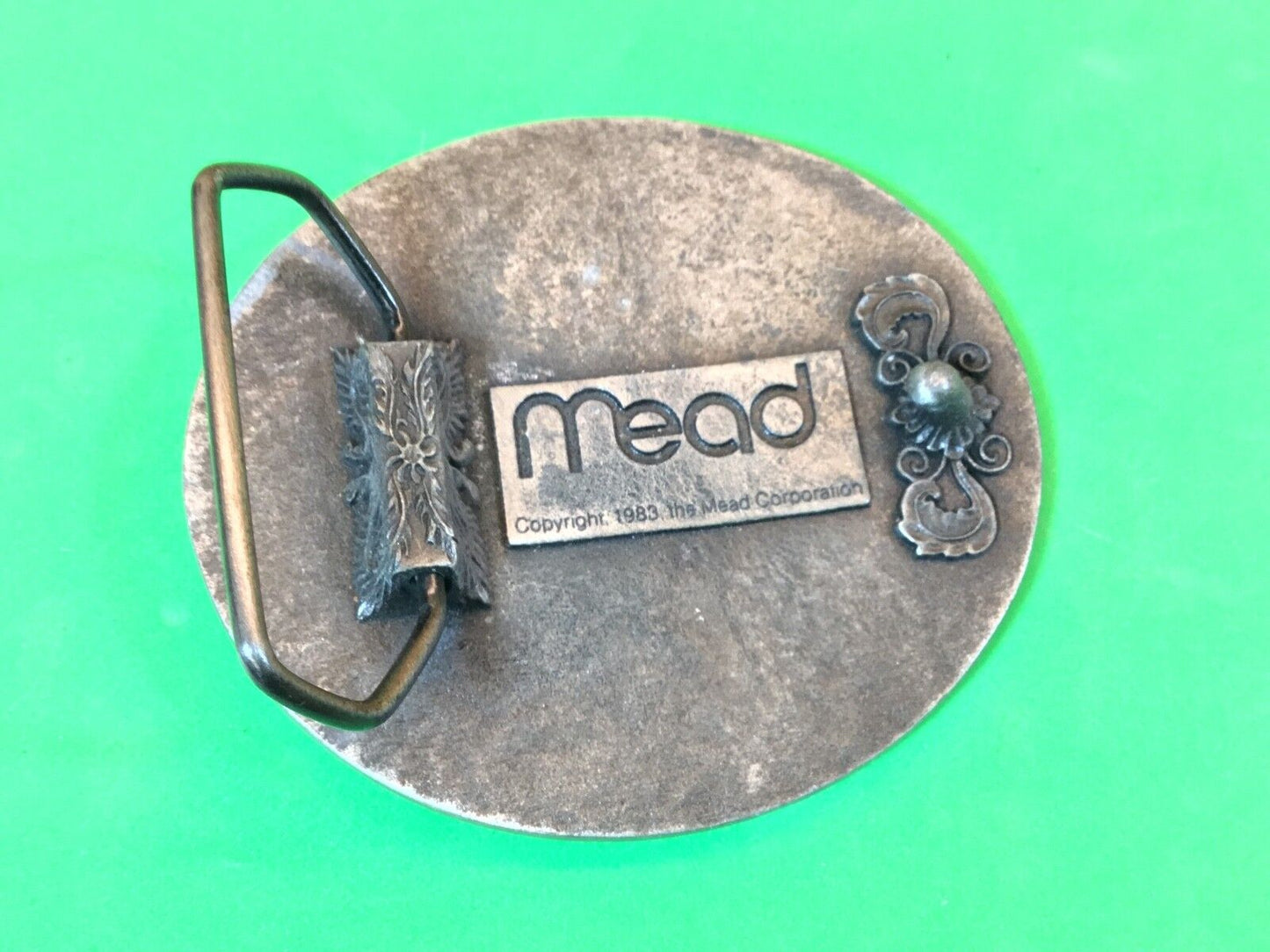 Vintage Houston 83 NSDA  belt buckle - National Soft Drink Assn!  Horse Cowboy  