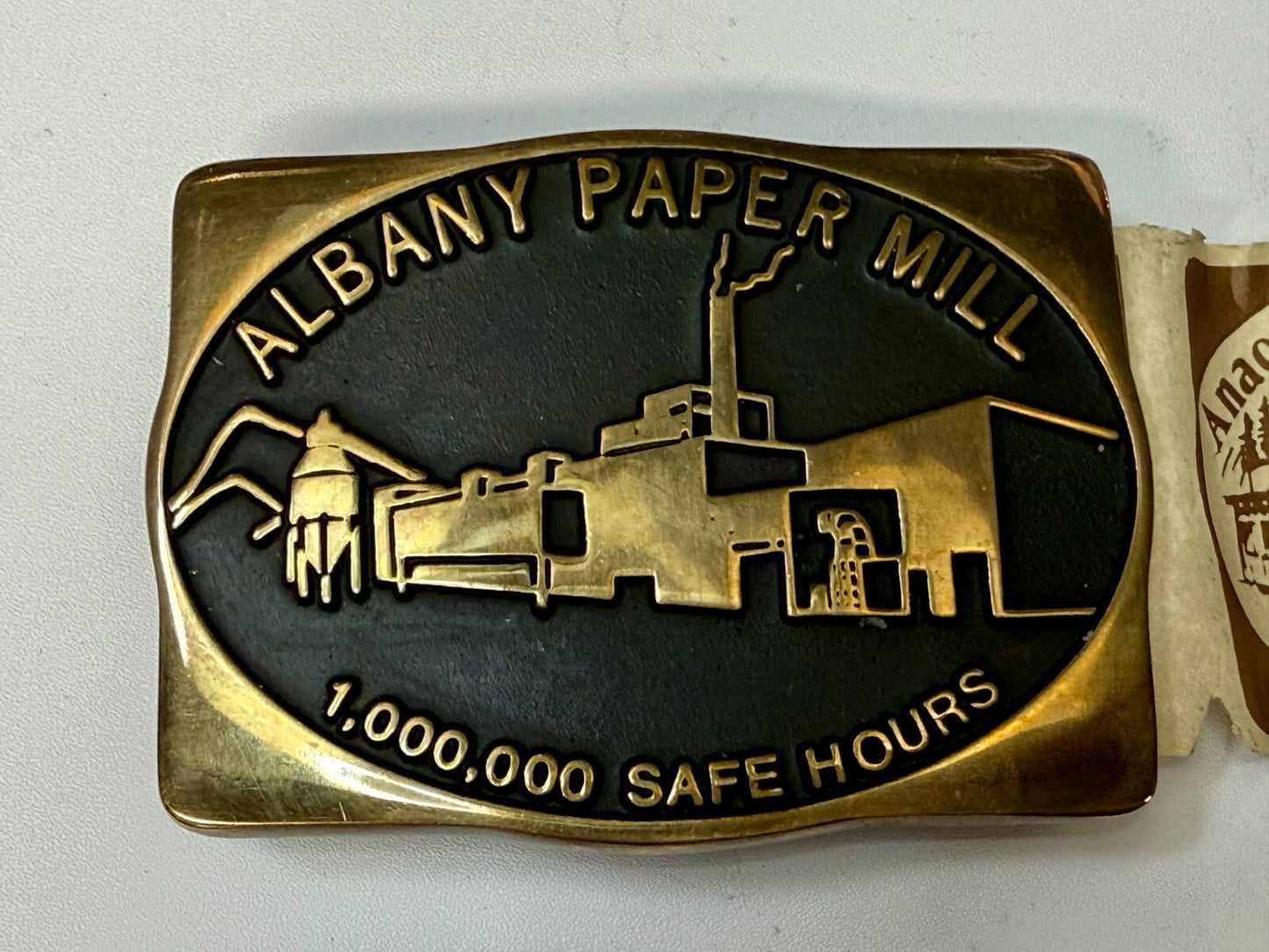 Albany Paper Mill 1,000,000 Safe Hours Solid Brass 1988 Anacortes Belt Buckle