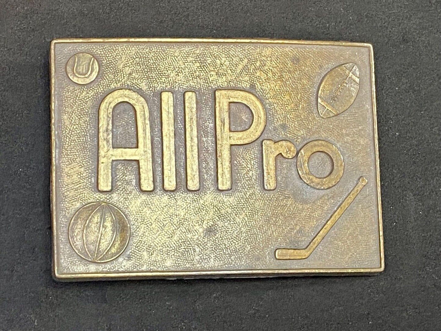 All Pro Hockey Basketball Golf Football Brass Tone Belt Buckle 