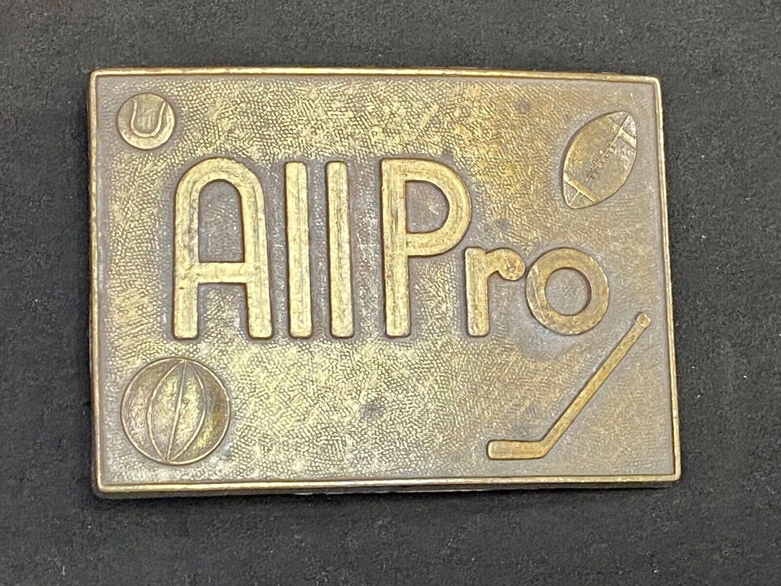 All Pro Hockey Basketball Golf Football Brass Tone Belt Buckle 